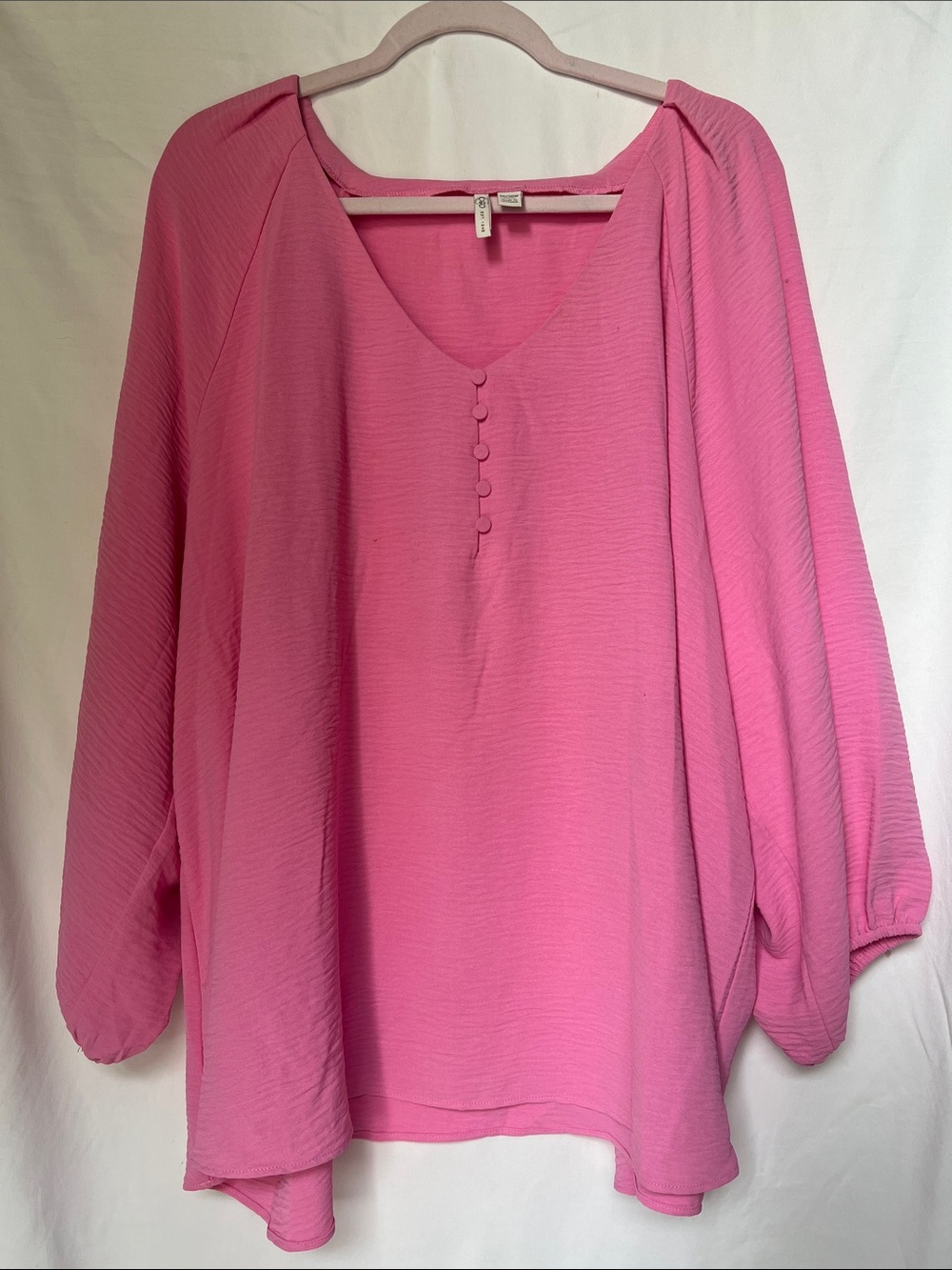 Women’s Pink V-Neck Button-Front Blouse